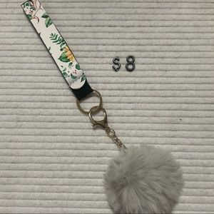 Wristlet Keychain With Pom Pom